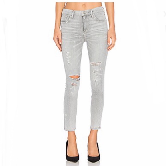 NWT AGOLDE Sophie High Rise Skinny Crop Jeans Portland Faded Light Gray Sz 26 - Picture 1 of 16